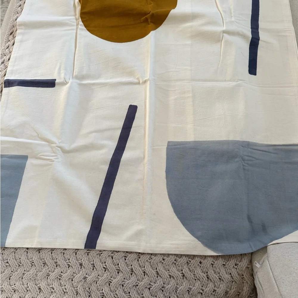 West Elm Hand lock Shapes Duvet Euro Sham Stone White